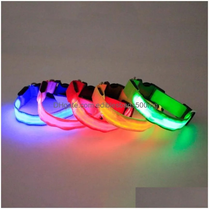 4 colors cat dog pet colorful light flashing safety adjustable collar solid color led reflective dog antilost collar led dh0272