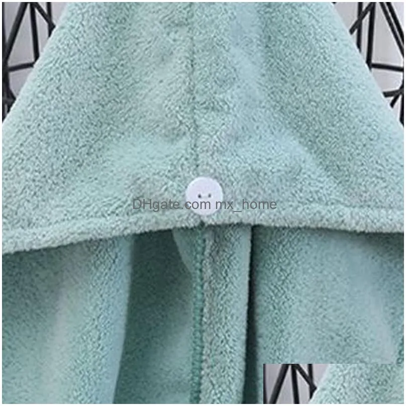 soft coral fleece absorbent towel microfiber woman long hair fast drying towel solid color bath wrap hat quickly dry caps turban