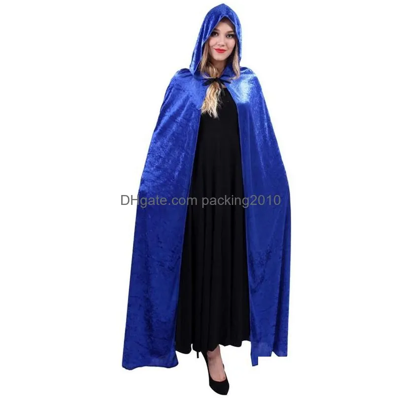 new halloween costume adult death cosplay costumes black hooded cloak scary witch devil role play cosplay long cloak vt0545