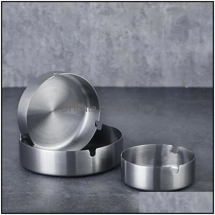 8cm thick stainless steel ashtray hotel restaurant cigarette saucer bar advertising round ashtray support customized logo