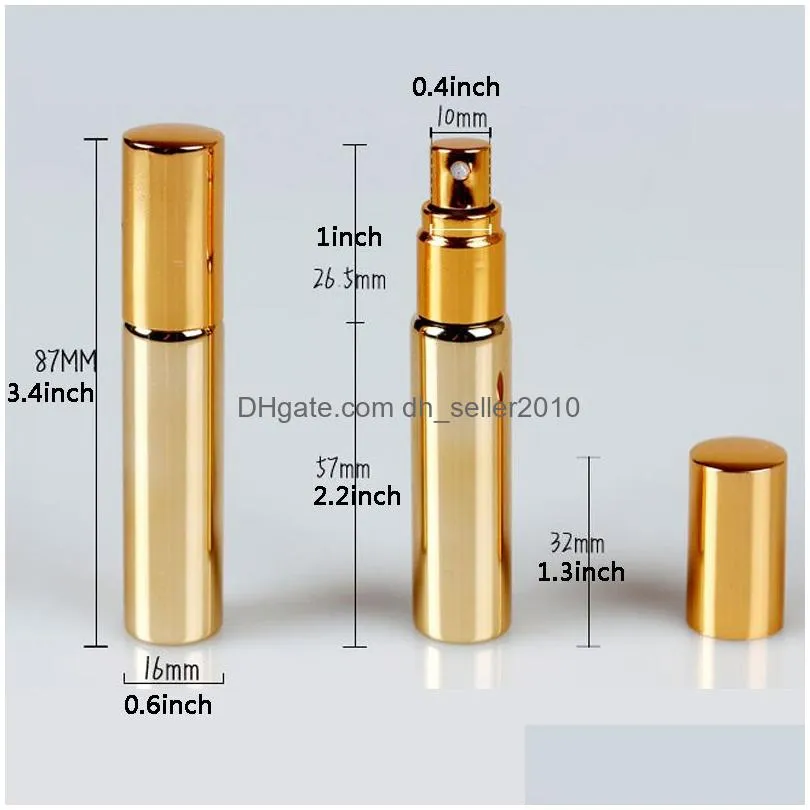 10ml perfume bottles anodized uv glass tube atomizer spray bottle mini refillable empty case cosmetic container packing bottles dbc