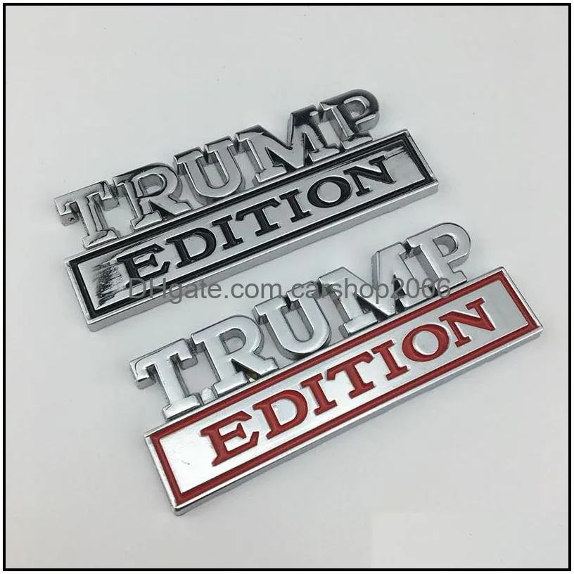 7.3x3cm trump car plastic sticker decoration us presidential election trump supporter body leaf board banner