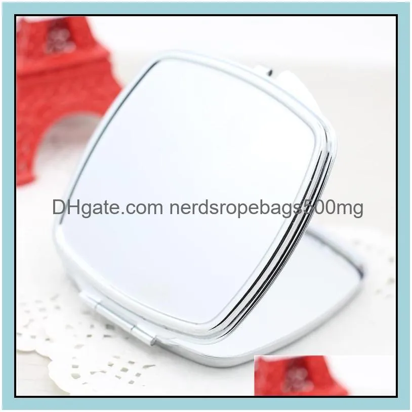 diy makeup mirrors double sided sublimation blank plated aluminum sheet girl gift cosmetic compact vanity mirror portable decoration