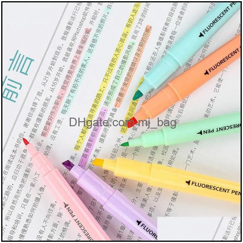 6 colors erasable highlighters pastel markers dual tip fluorescent pen for art drawing doodling marking school office stationery