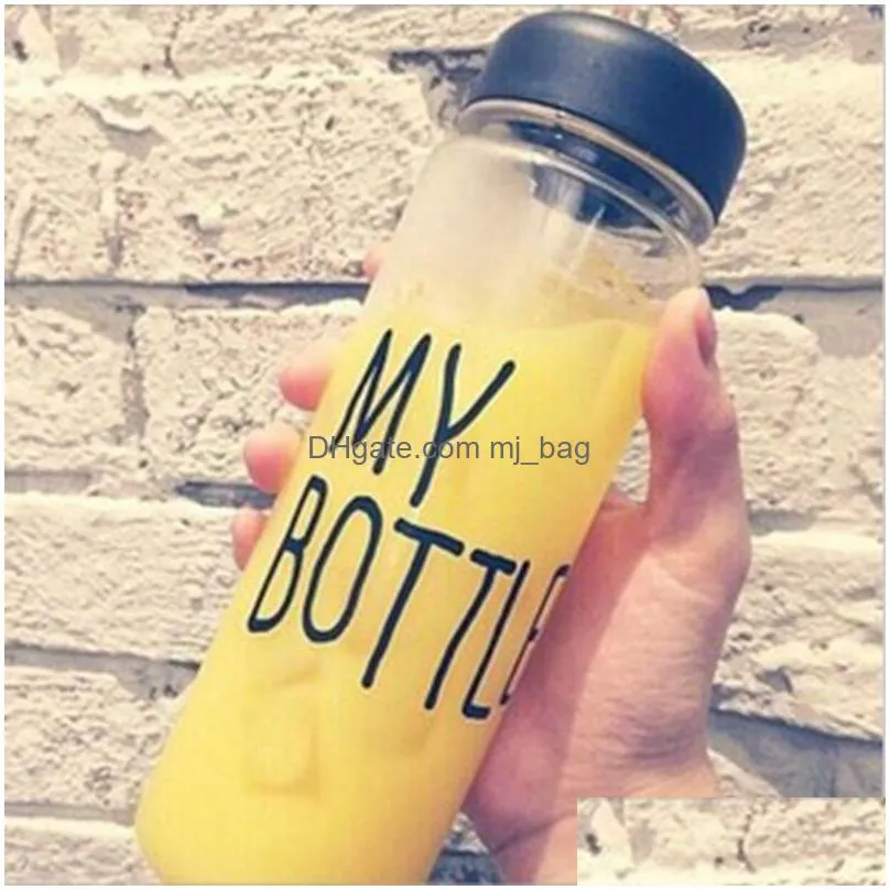 500 ml creative lemon water bottle portable clear frosted glass bottle sports bicycle travel fruit juice water cup drinkware vt1489