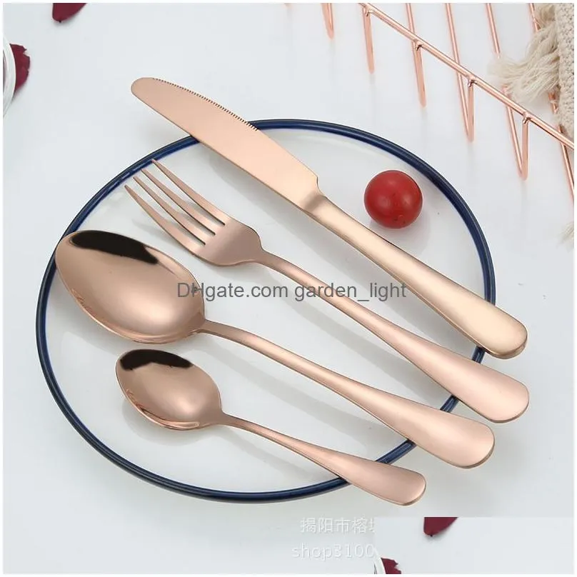 4 color luxury flatware set spoon fork knife tea spoon dinnerware kit stainless steel dinnerware set kitchen utensil dh0280