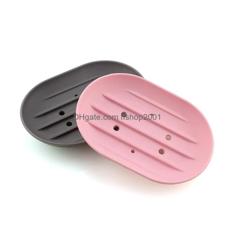 flexible silicone soap dish plate nonslip bathroom soap holder fashion candy color storage soap rack container for bath shower dbc