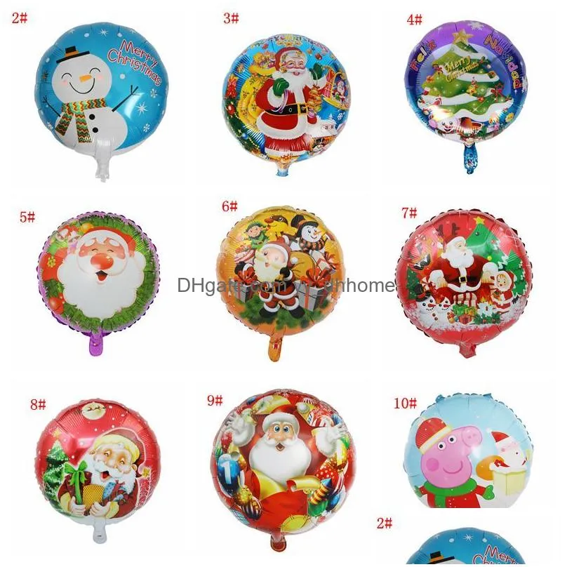 18inch wholesale aluminum foil balloon round helium balloon xmas santa claus snowman print balloons christmas party decoration vt0984