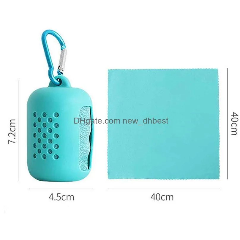 quick drying cooling microfiber towel portable instant cooling relief sports gym yoga pilates running silicone bag travel towel vt1486