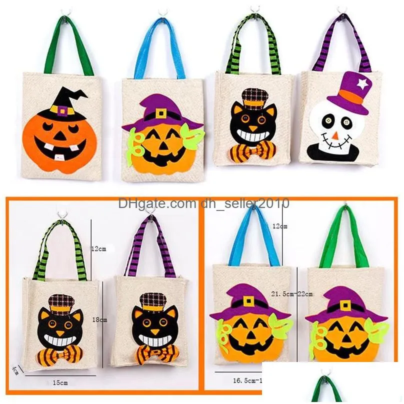 halloween handbag candy bag organizer bag black cat pumpkin printed gift bag kid halloween sack bags party supplies vt0562