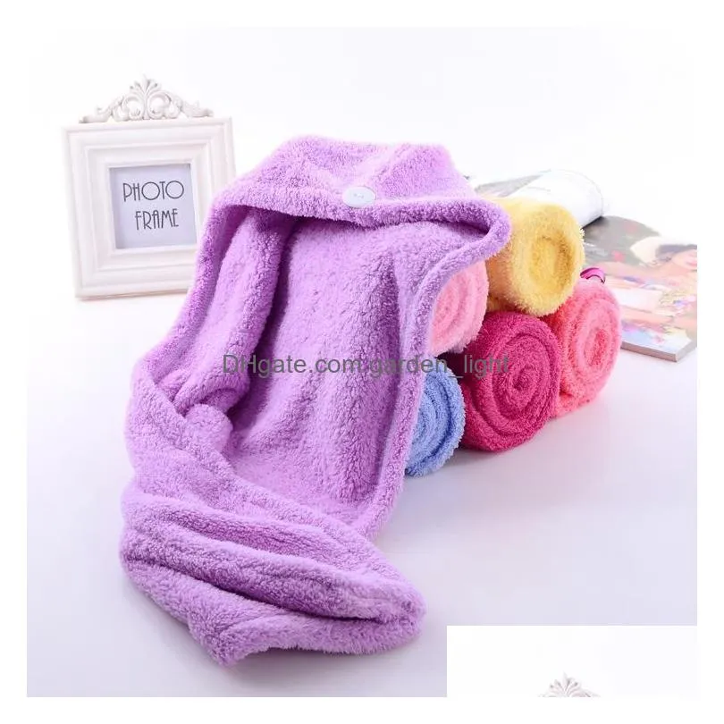 magic quick dry hair microfiber towel soft shower caps towel drying comfortable turban wrap hat caps spa bathing caps 6 colors dh0446