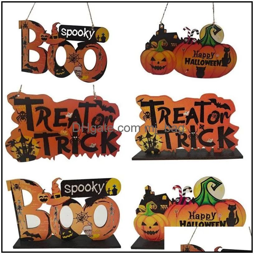 halloween wooden pendant ornaments decor halloweens festival party interior scene decoration