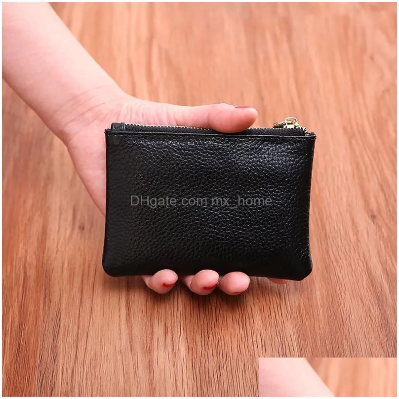 men women leather mini wallet solid color simply coin key pocket wallets leather card coin storage purse durable unisex wallet vt1593