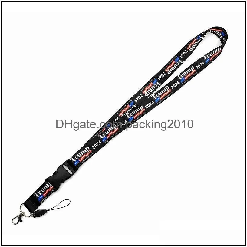 trump lanyards keychain party favor usa flag id badge holder key ring straps for mobile phone