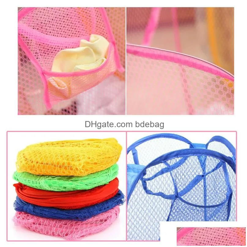 mesh laundry hamper portable durable handles collapsible for storage folding popup clothes hampers organizer home storage dh1234