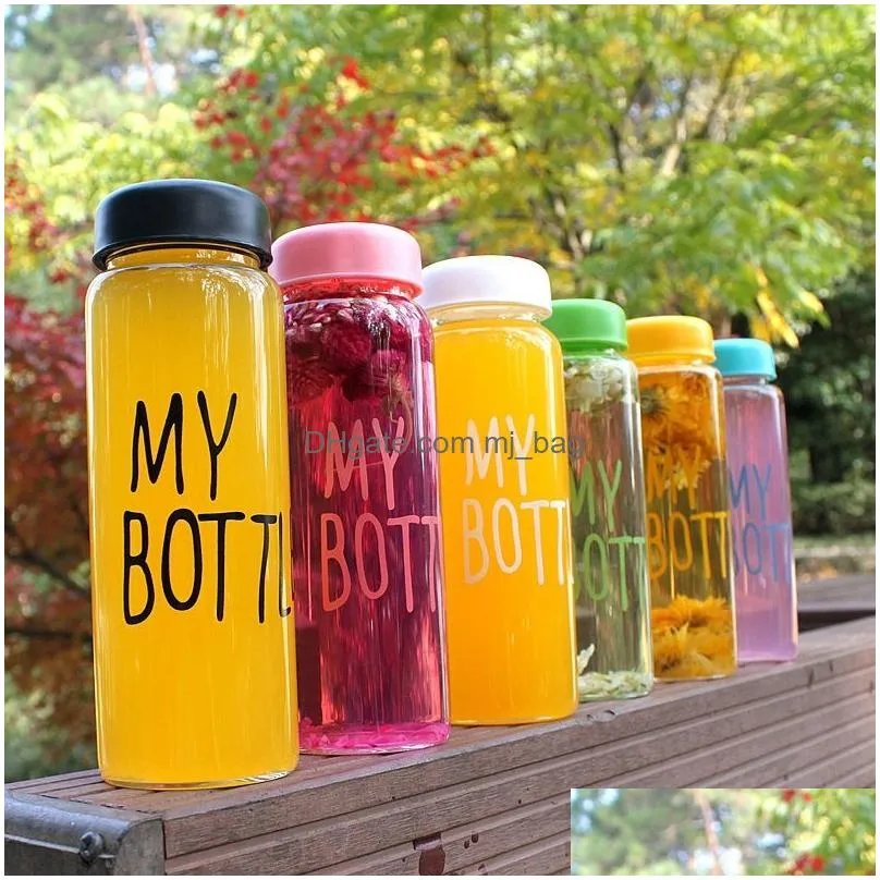 500 ml creative lemon water bottle portable clear frosted glass bottle sports bicycle travel fruit juice water cup drinkware vt1489