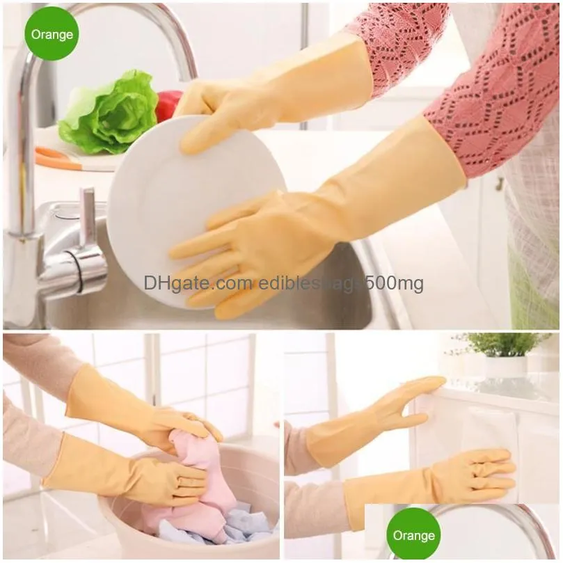 wholesale durable household long sleeve laundry wash dishes gloves kitchen chores clean gloves waterproof pvc dishwashing gloves