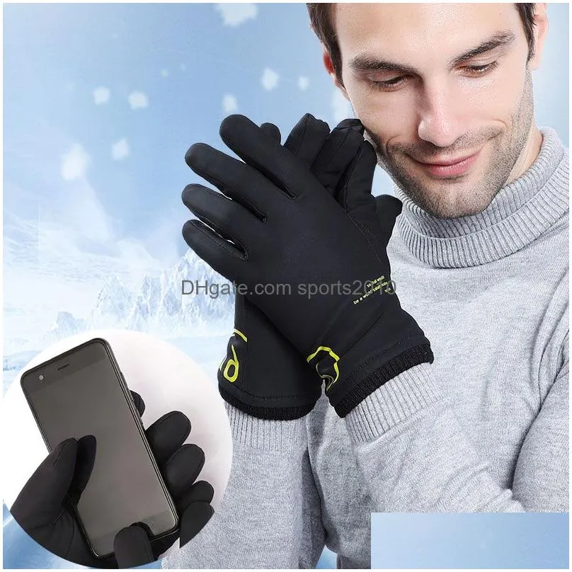 men winter warm gloves plus velvet thicked windproof waterproof riding comfortable gloves sensitive fingertip touch screen gloves