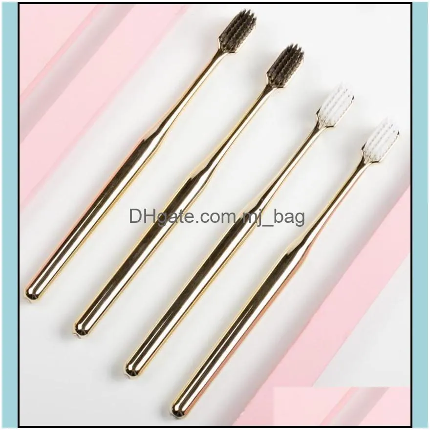 5pcs/lot adult golden handle toothbrush fashion toothbrush soft bristles disposable toothbrush for hotel gift