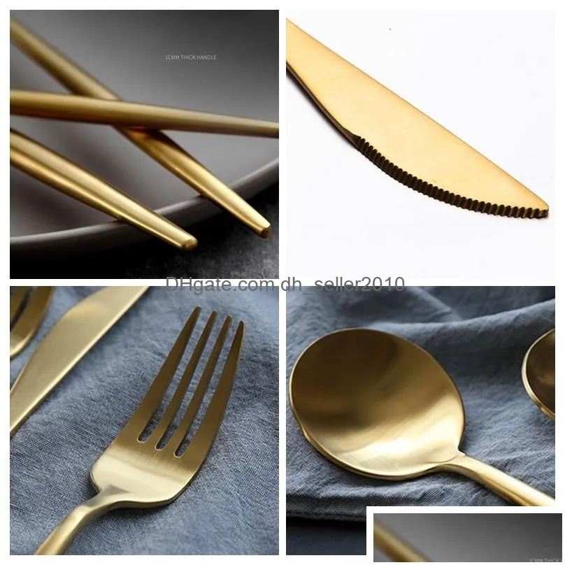 stainless steel tableware gold knife meal spoon fork chopsticks coffee spoon flatware exquisite western dinner dessert cutleries dbc