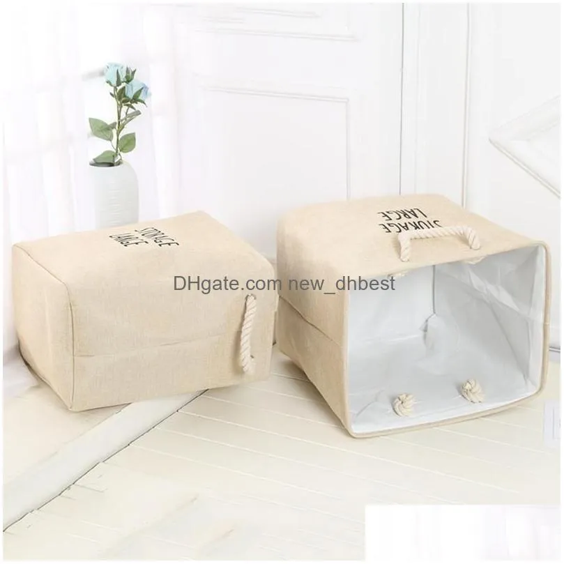 waterproof laundry storage baskets box folding portable cotton linen foldable storage bag cloth toy snack storage box dh06561