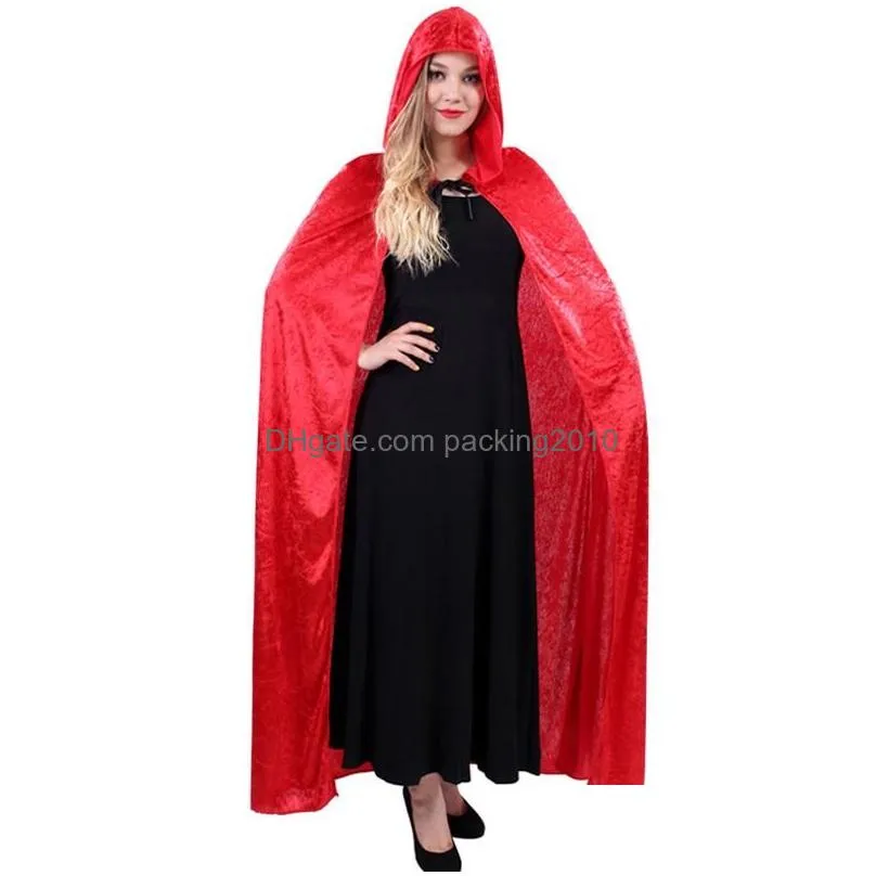 new halloween costume adult death cosplay costumes black hooded cloak scary witch devil role play cosplay long cloak vt0545