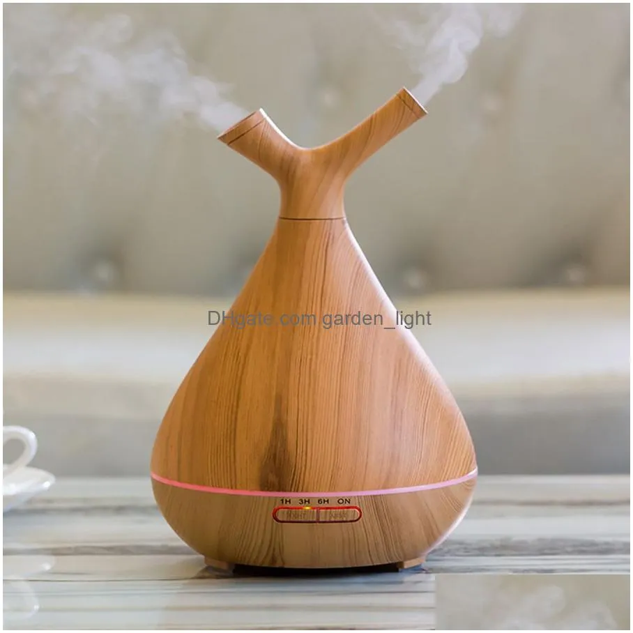 400ml electric aroma air diffuser wood grain ultrasonic led humidifier essential oil aroma branch shaped essential oil diffusers