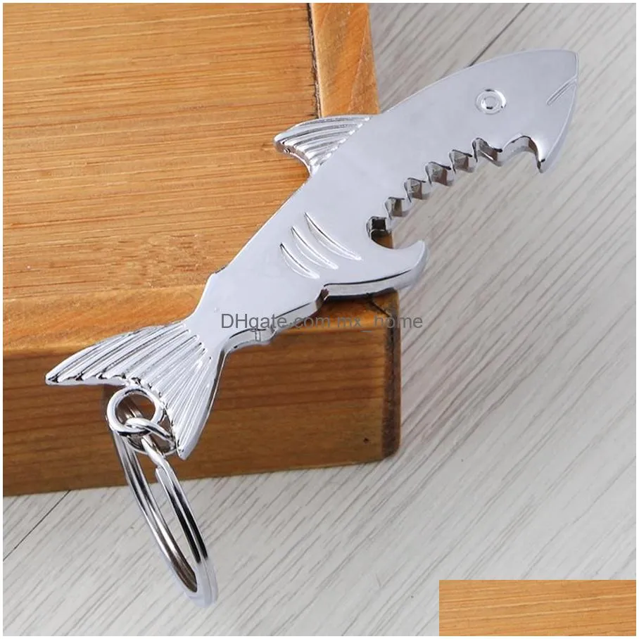 bottle opener keychain promotion gift shark customized shark shaped zinc alloy beer bottle opener keychain women men key rings dh1239