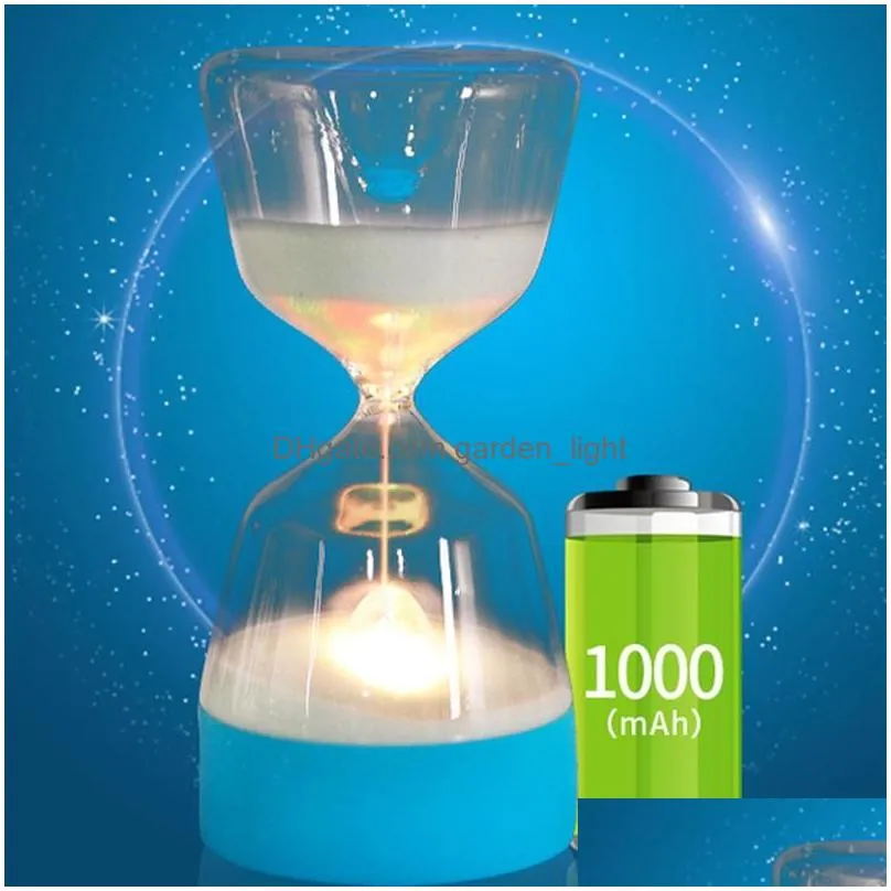 led hourglass night lamp home decor color change party lights soft baby child sleeping smart charge usb bedroom bedside lamp gift