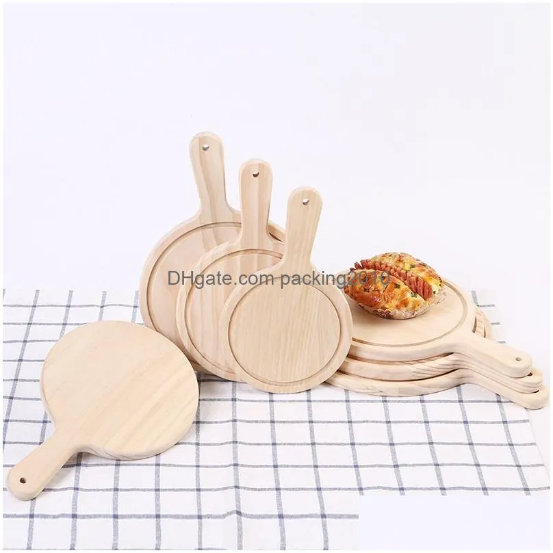 home wood plate with handle round steak dish bread plate sushi dish fruits platter dish tea server tray cup holder pad tableware