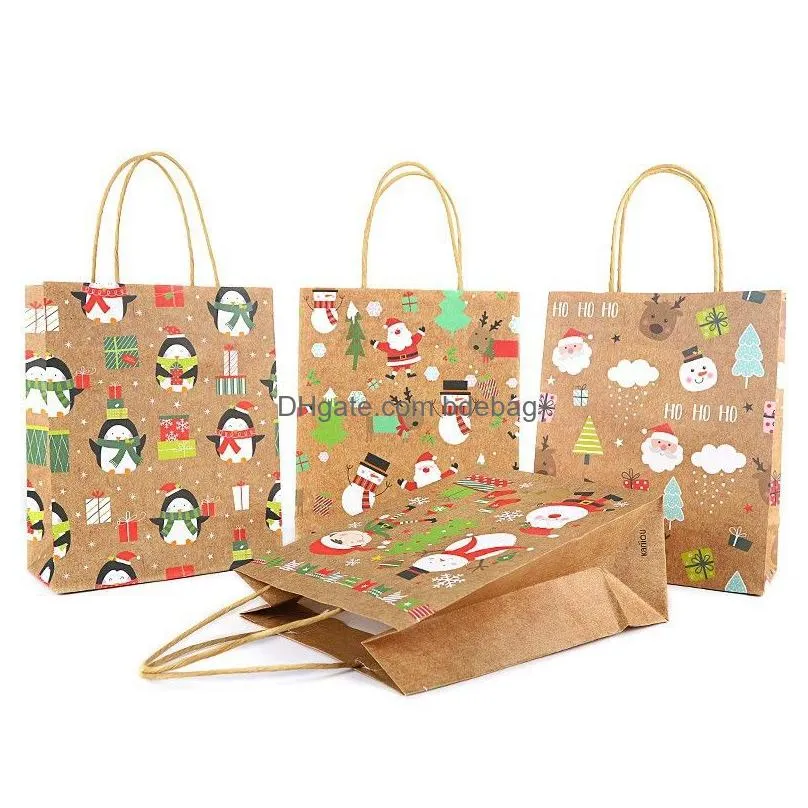 lovely christmas kraft paper bag creative christmas gift packaging bag ecofriengly shopping bags portable holiday tote paper bags