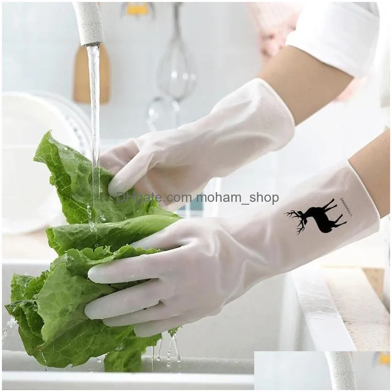 waterproof dishwashing gloves kitchen durable cleaning housework chores dishwashing gloves white nonslip plastic household gloves