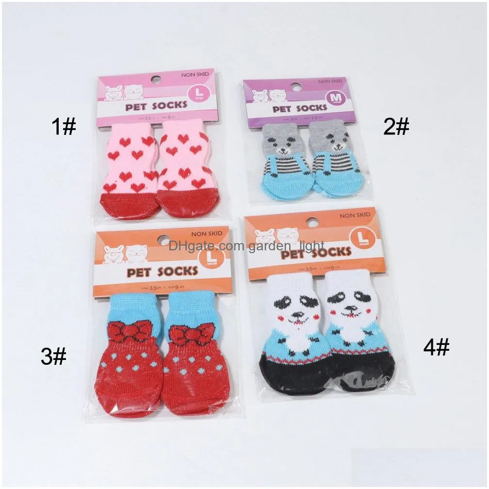antiskid paws dirts away easy washing dog cat shoe socks pet dog socks cute 4 pcs/set indoor soft quality cotton warm dh0335