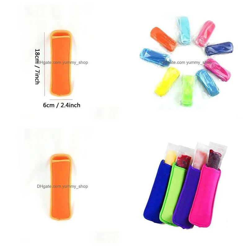 18x6cm popsicle holders  ice sleeves zer  holder neoprene waterproof popsicle sleeve for kid summer kitchen tools vt0410