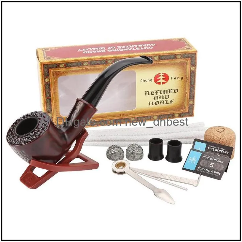 resin pipe package burnresistant bakelite pipes with a full set of smoking accessories