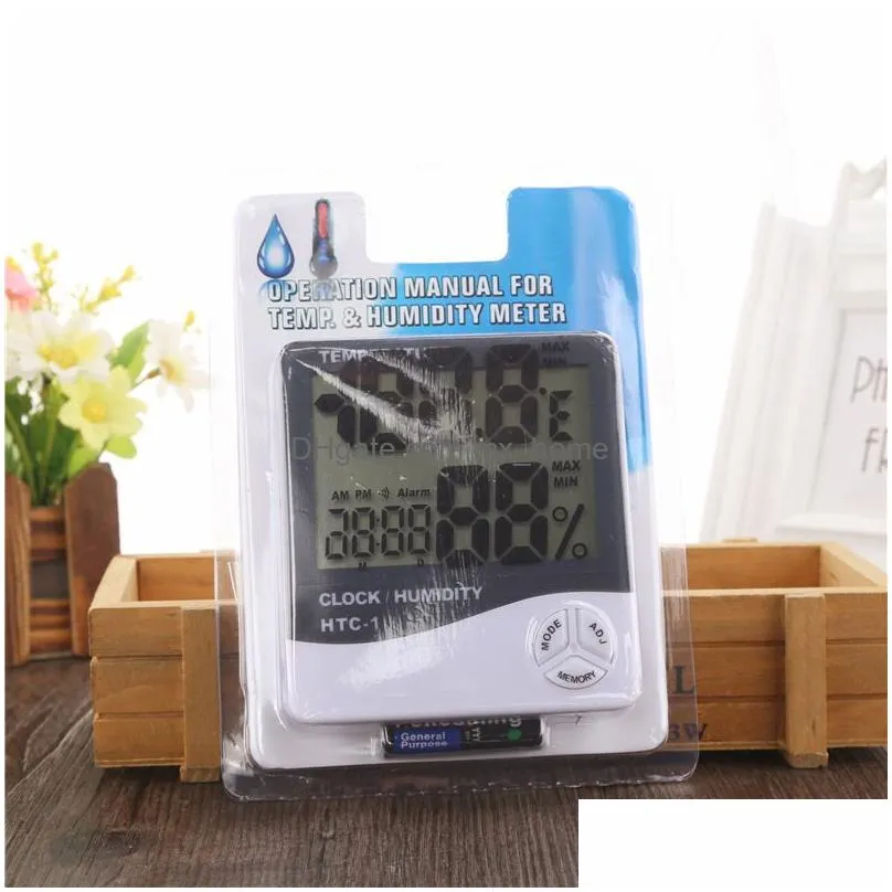 digital lcd humidity meter thermometer with clock calendar alarm battery powered temperature hygrometer household precision clock