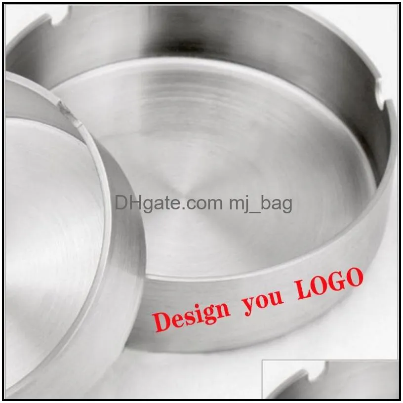 8cm thick stainless steel ashtray hotel restaurant cigarette saucer bar advertising round ashtray support customized logo