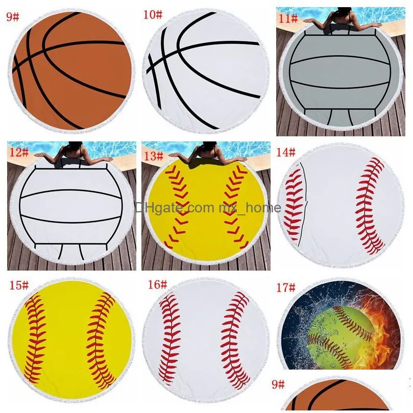 round beach towel yoga mat rug round blanket tablecloth baseball tapestry shawl wrap polyester bath towel picnic rug vt1780