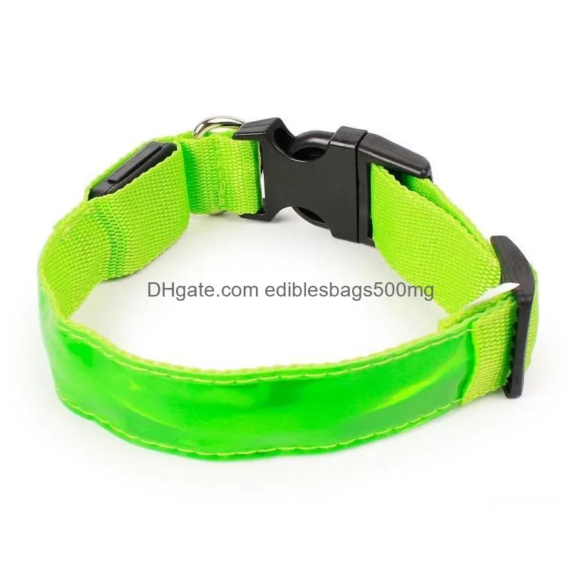 4 colors cat dog pet colorful light flashing safety adjustable collar solid color led reflective dog antilost collar led dh0272