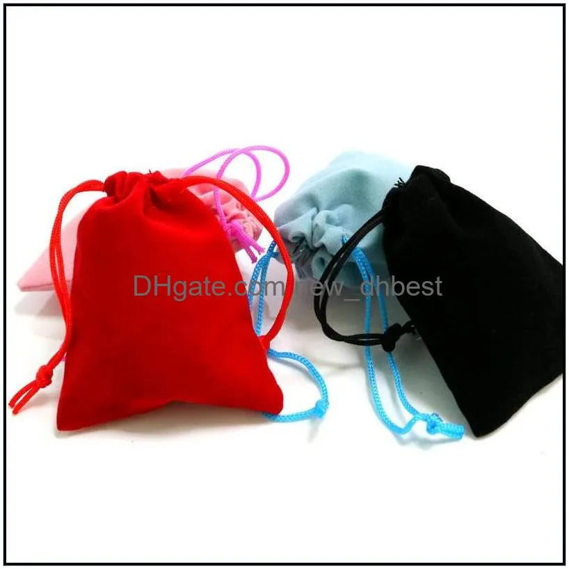 5x7cm velvet drawstring pouch bag/jewelry bag christmas/wedding gift bags black red pink blue 4 color wholesale