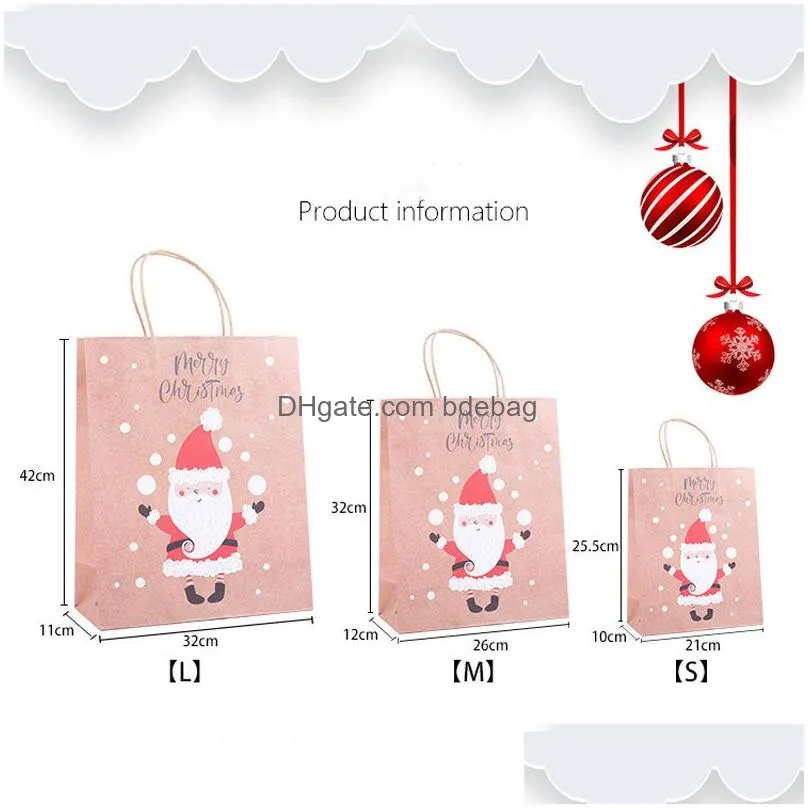 lovely christmas kraft paper bag creative christmas gift packaging bag ecofriengly shopping bags portable holiday tote paper bags