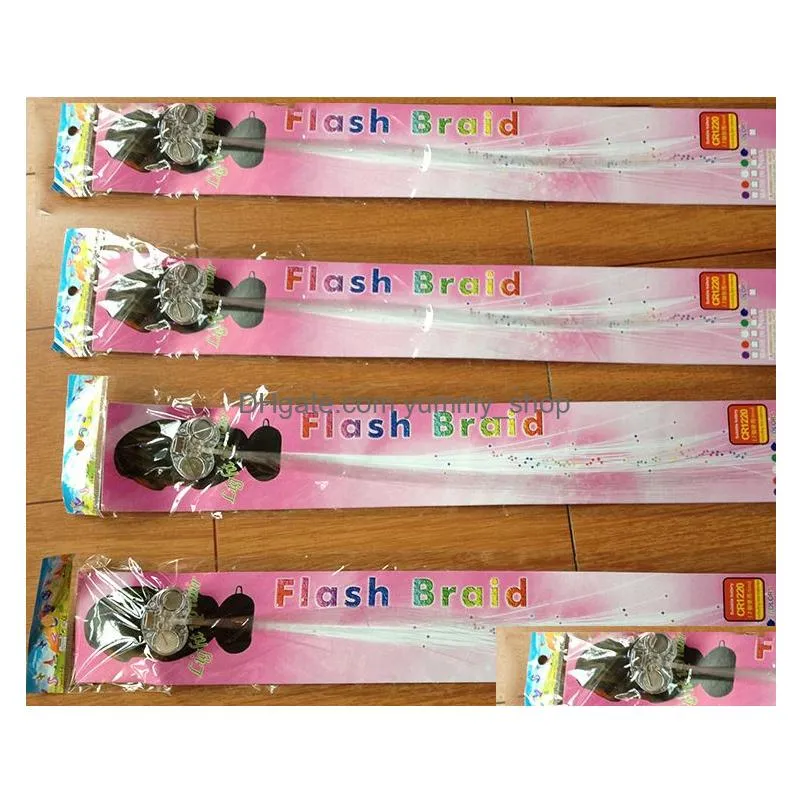 led flash braid women colorful luminous hair clips barrette fiber hairpin light up party bar night xmas toys decor dh0324
