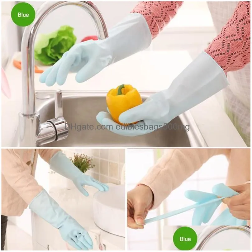 wholesale durable household long sleeve laundry wash dishes gloves kitchen chores clean gloves waterproof pvc dishwashing gloves