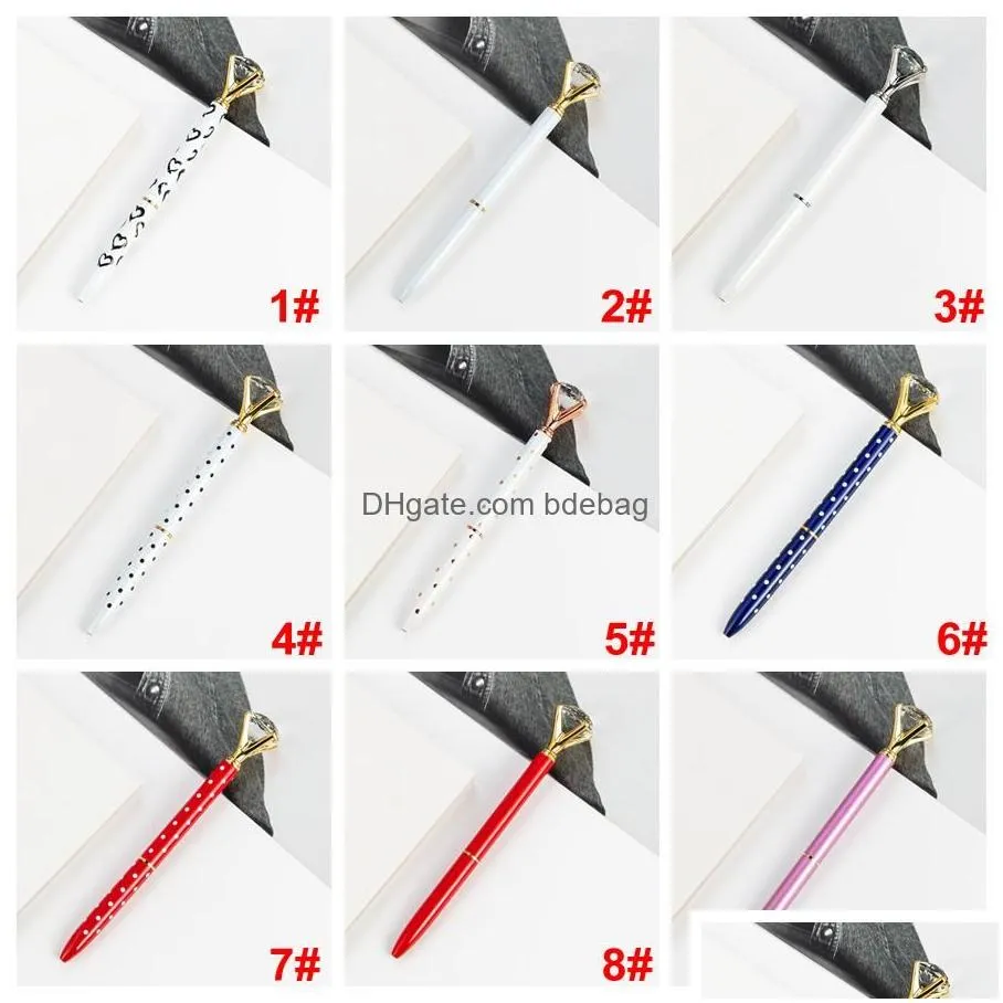 big diamond crystal ballpoint pens school office promotion gift metal gem ballpoint pens 28 colors student pen with large diamond dh1260