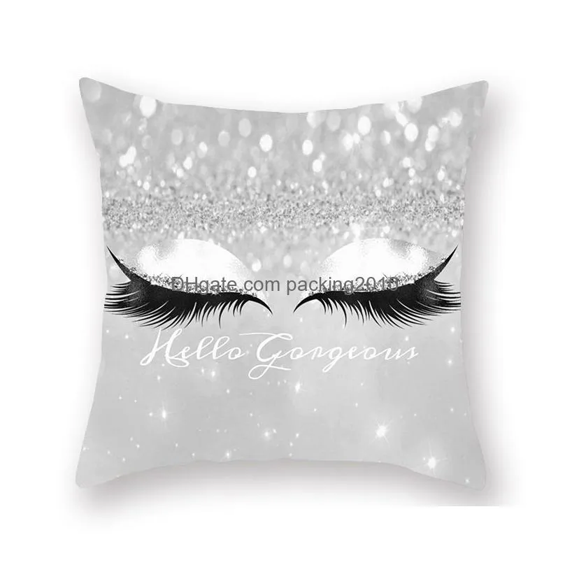 40styles eyelash pillowcase fashion eyes car pillow cover 18x18 pillow case hotel peach skin sofa cushion cover home decoration dbc