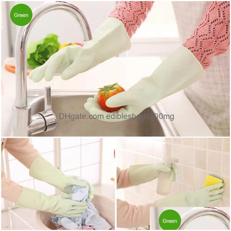 wholesale durable household long sleeve laundry wash dishes gloves kitchen chores clean gloves waterproof pvc dishwashing gloves