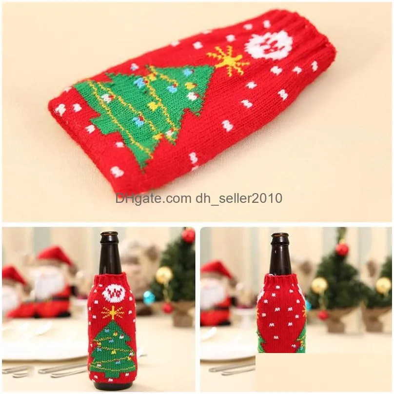 christmas beer bottle cooler sleeve snowflake elk printed acrylic insulator bottle sleeve christmas beer bottle decoration vt0298