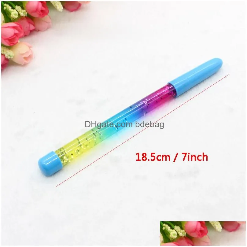 fairy stick ballpoint pen gel pens blue black ink drift sand glitter crystal pen creative rainbow ball pen girls gift vt0329