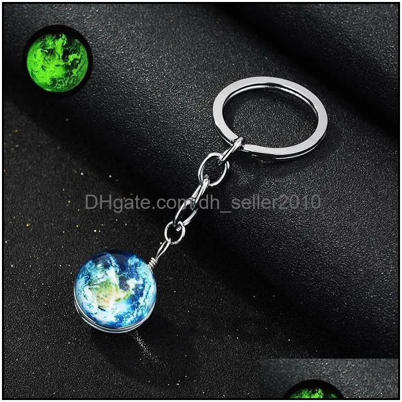 luminous keychain crafts universe glass ball cabochon keychains car bag keyrings creative keyrings jewelry gift