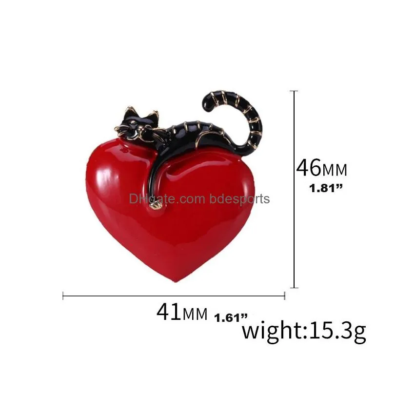 creative design brooch christmas cat love shape alloy diamond black white twocolor korean version the brooch apparel accessories